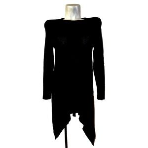 Chicos Black Sharkbite Hem Cashmere Blend Knit Tunic Top Womens Size 0 S